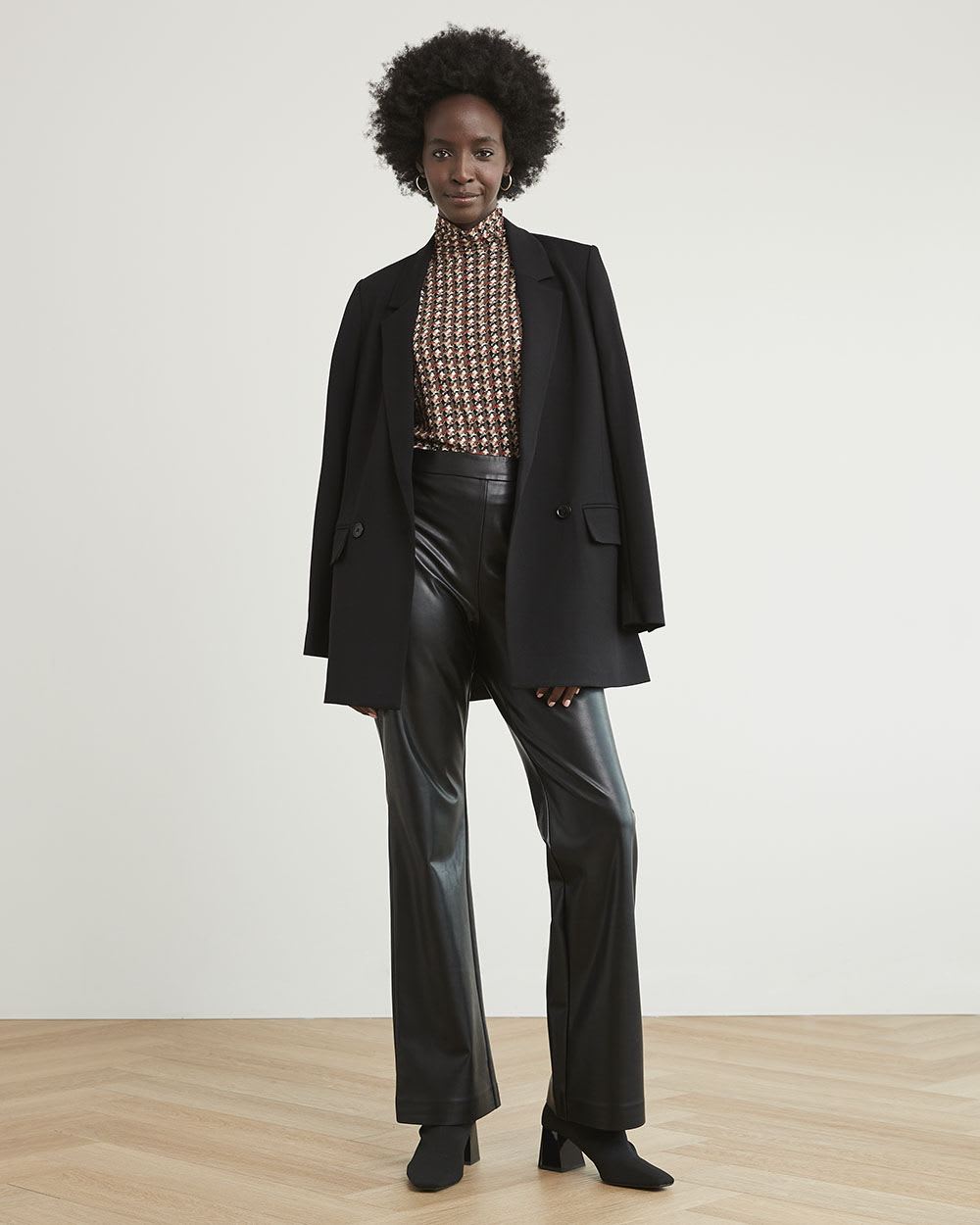 Fitted Long-Sleeve Mock-Neck Tee