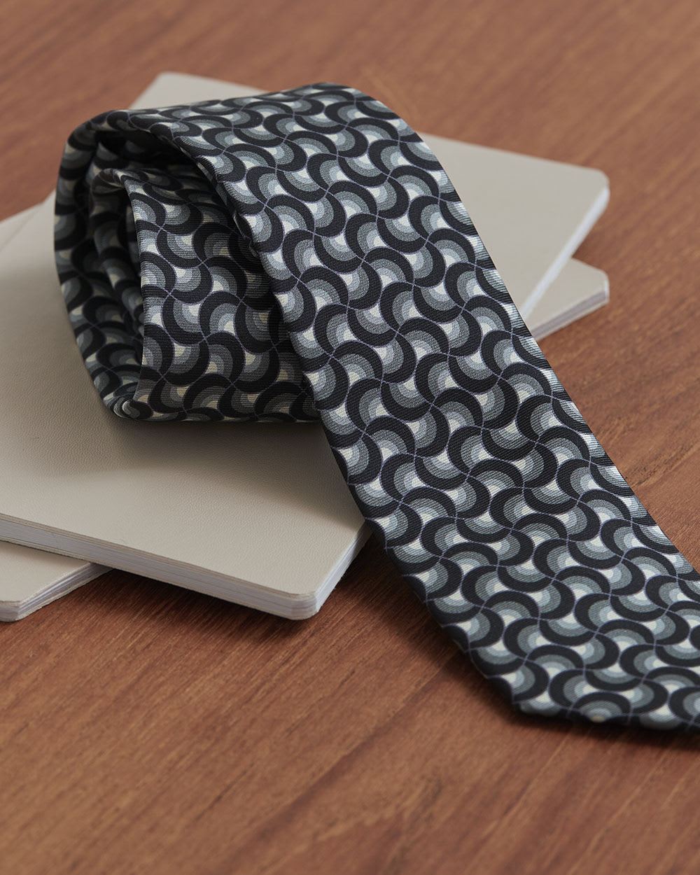 Geo Black and Grey Regular Tie