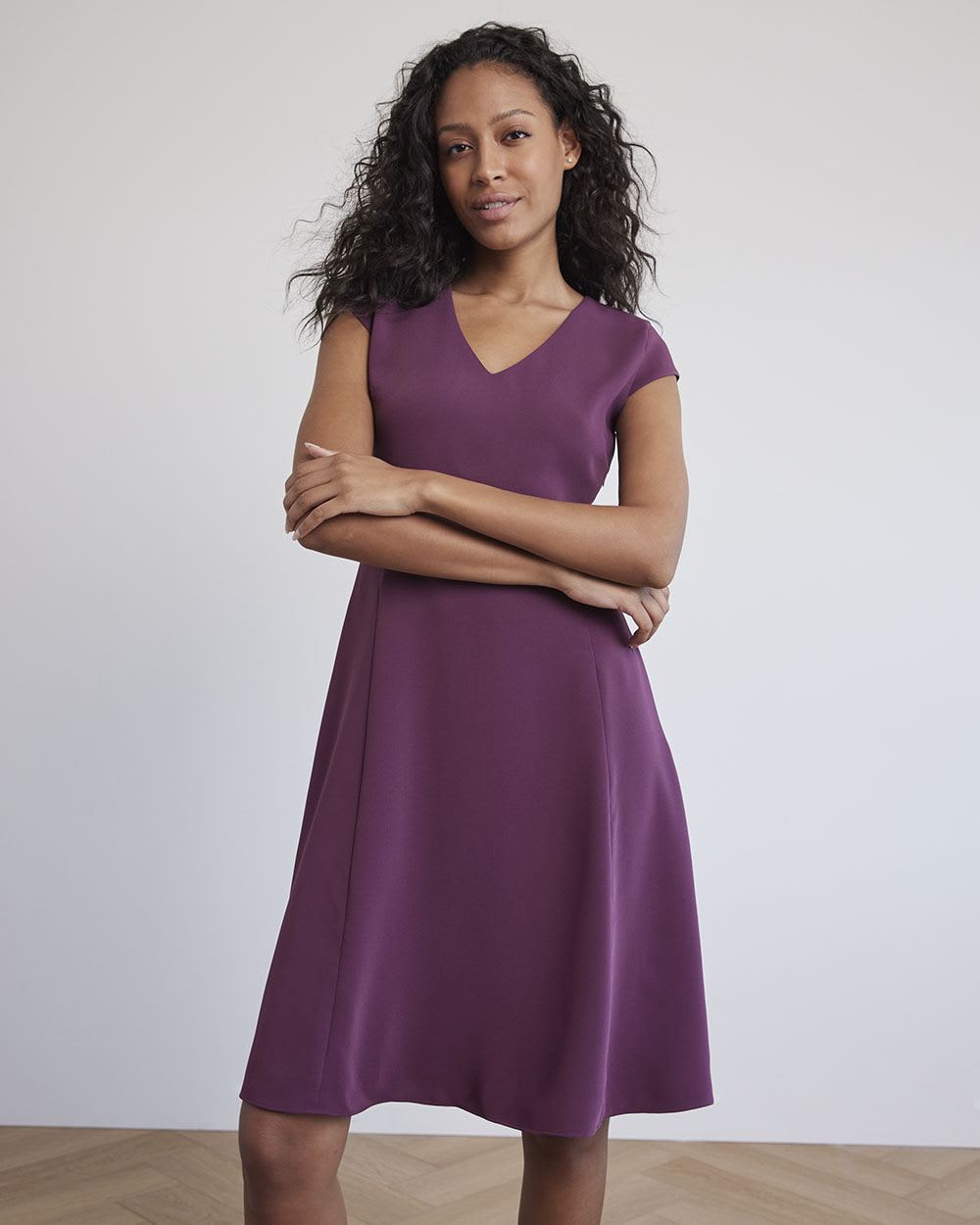 Fit and Flare V-Neck Fluid Dress