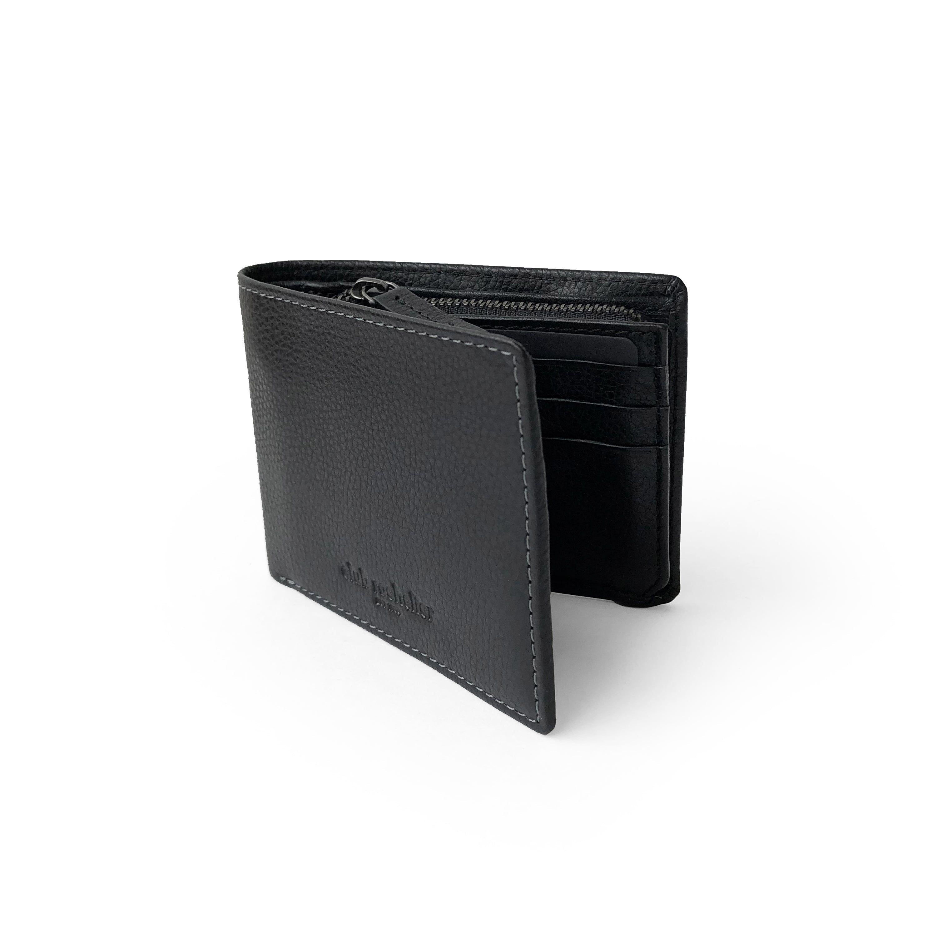 Club Rochelier Men's Slim Leather Wallet with Zippered Pocket