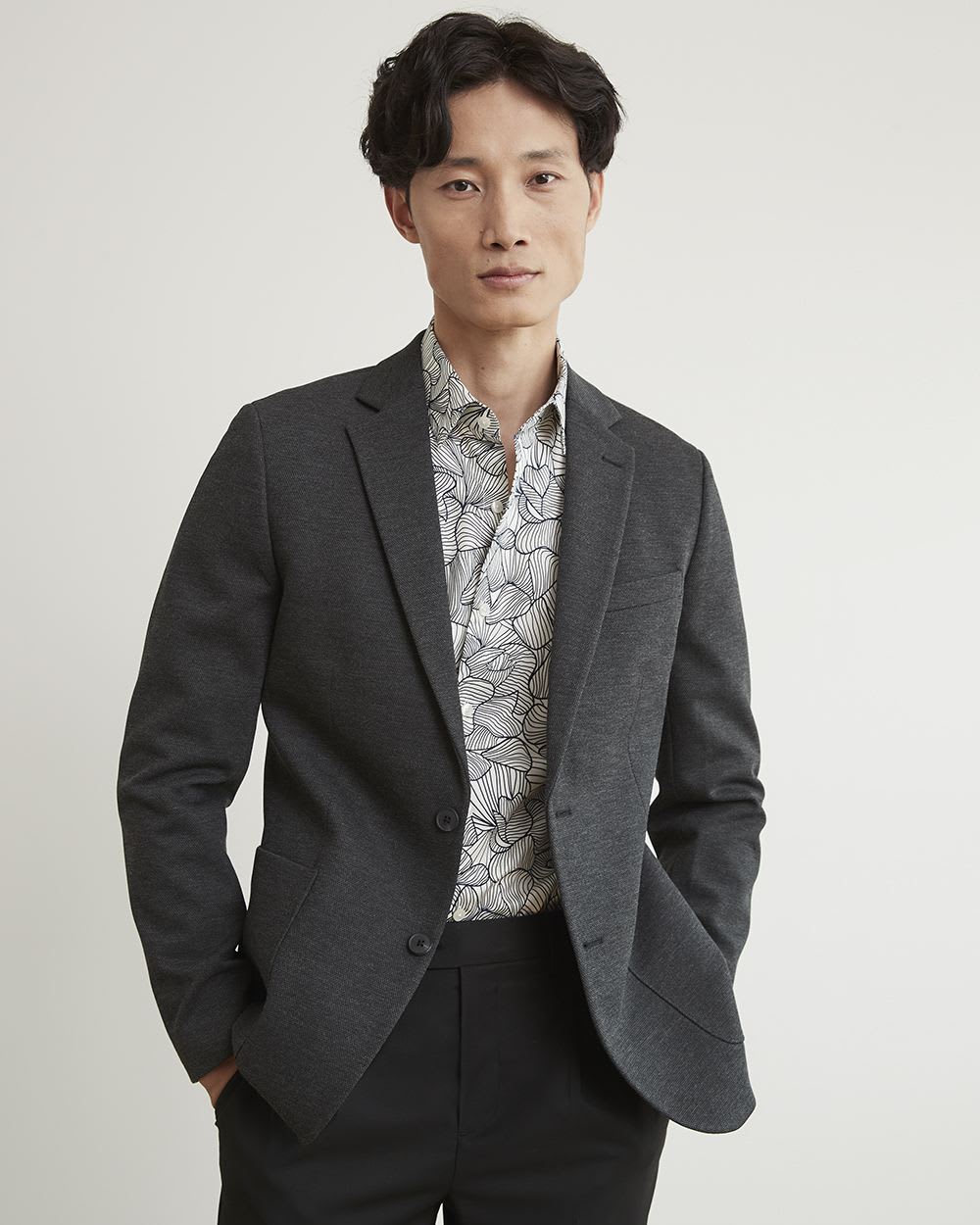 Slim-Fit Knit Blazer