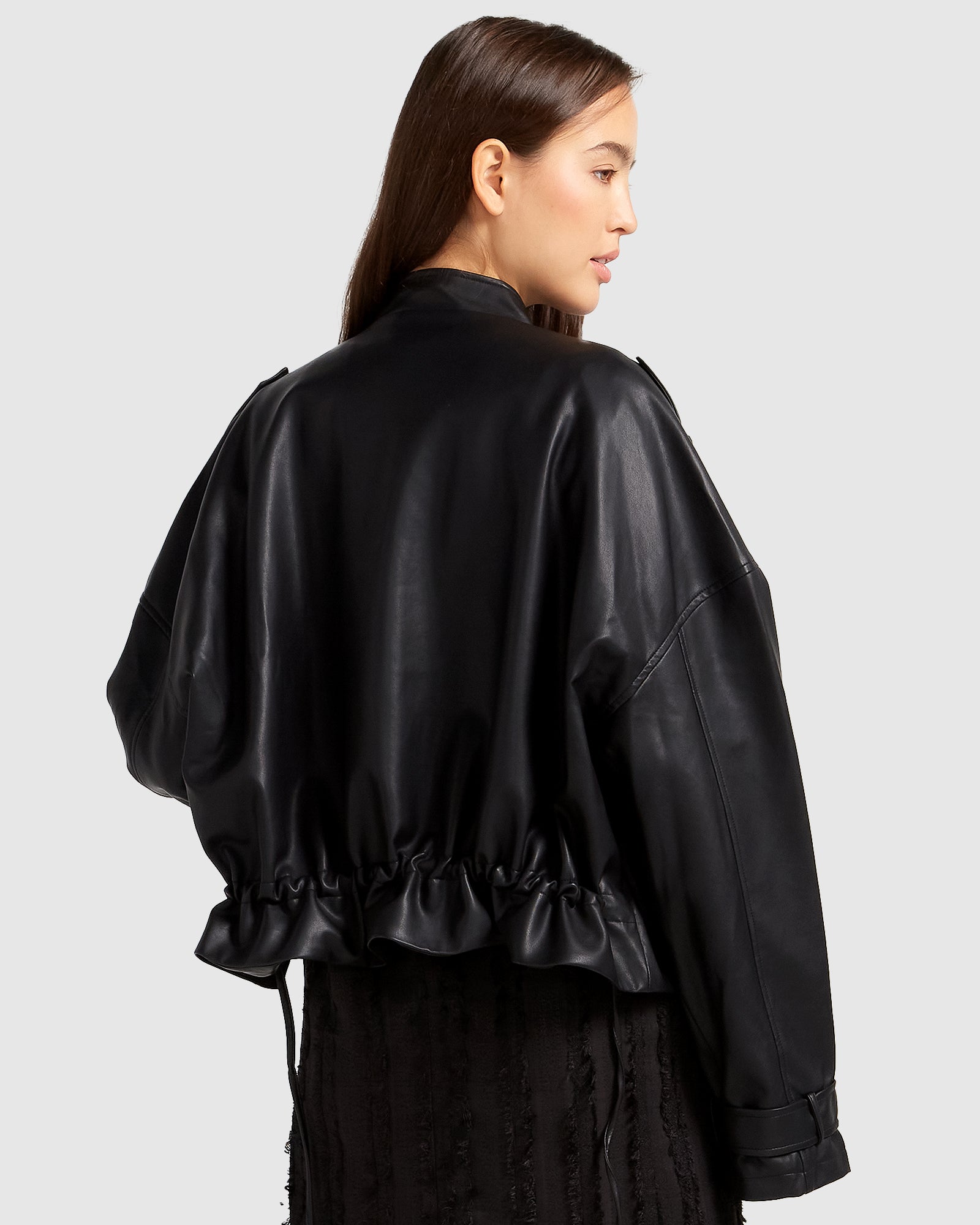 Belle & Bloom Reload Draped Leather Look Jacket