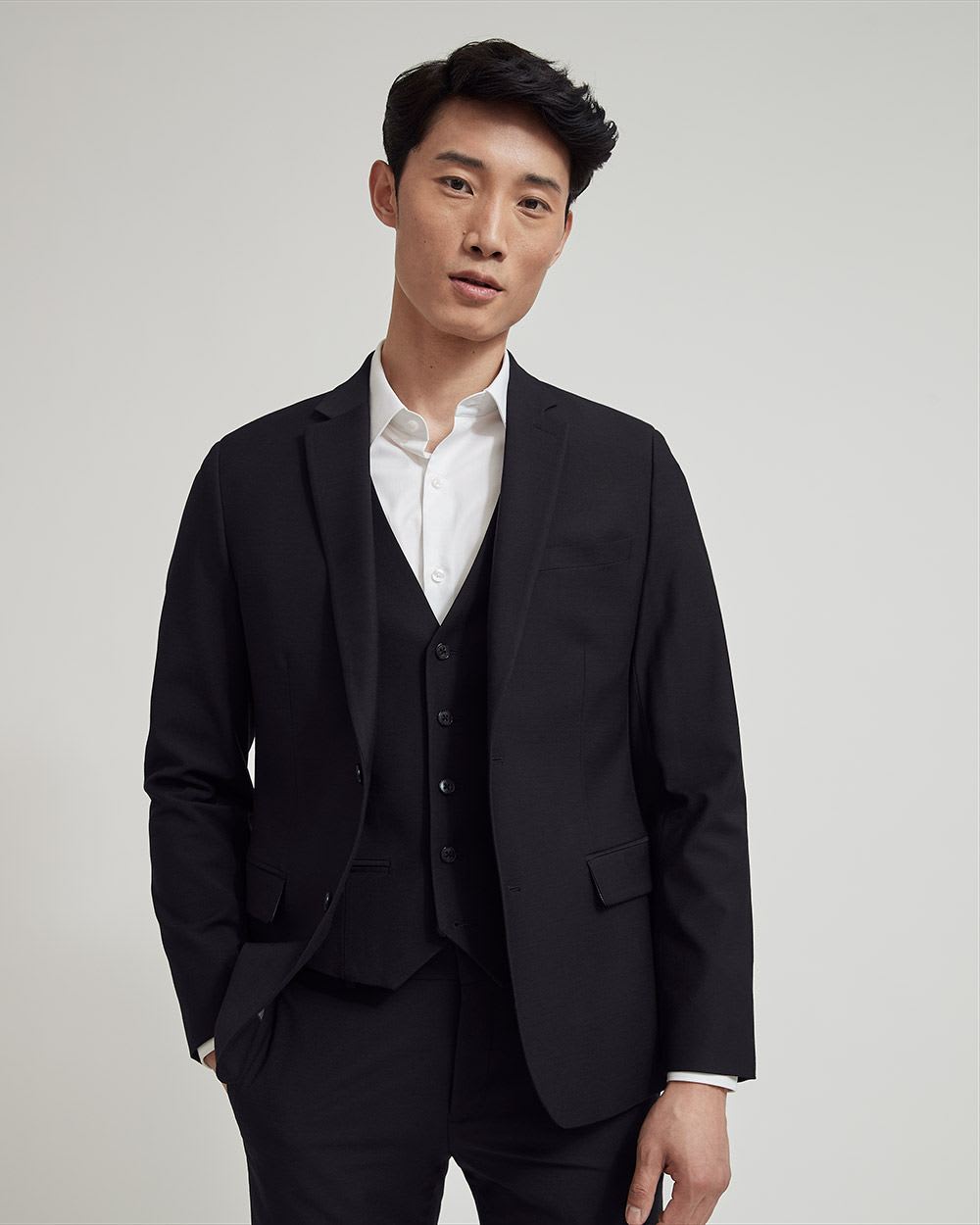 Essential Black Wool-Blend Suit Blazer