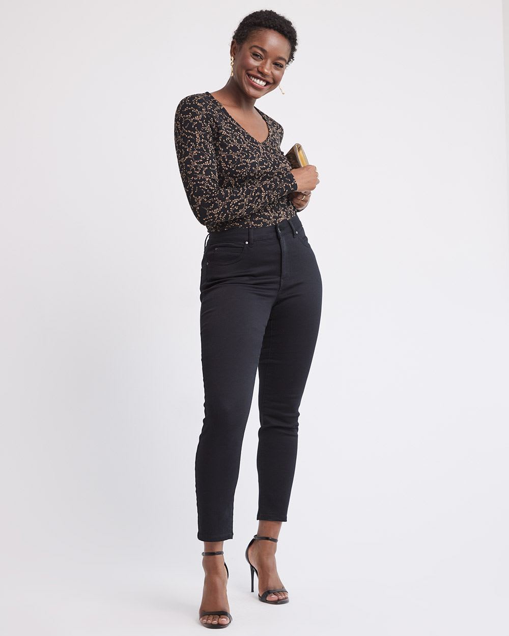 Fitted Long-Sleeve V-Neck Tee