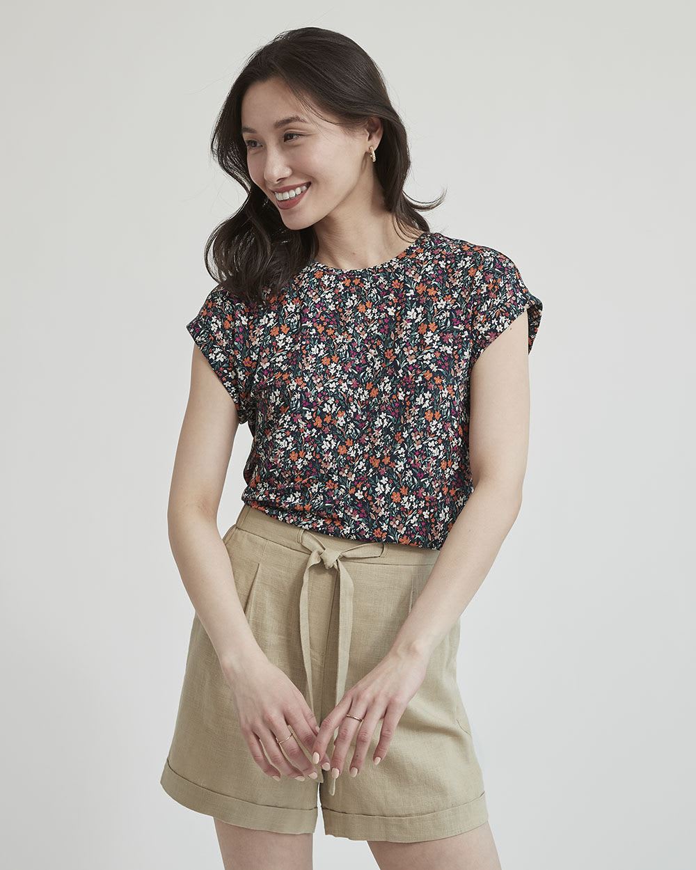 Extended Shoulder Crew-Neck T-Shirt