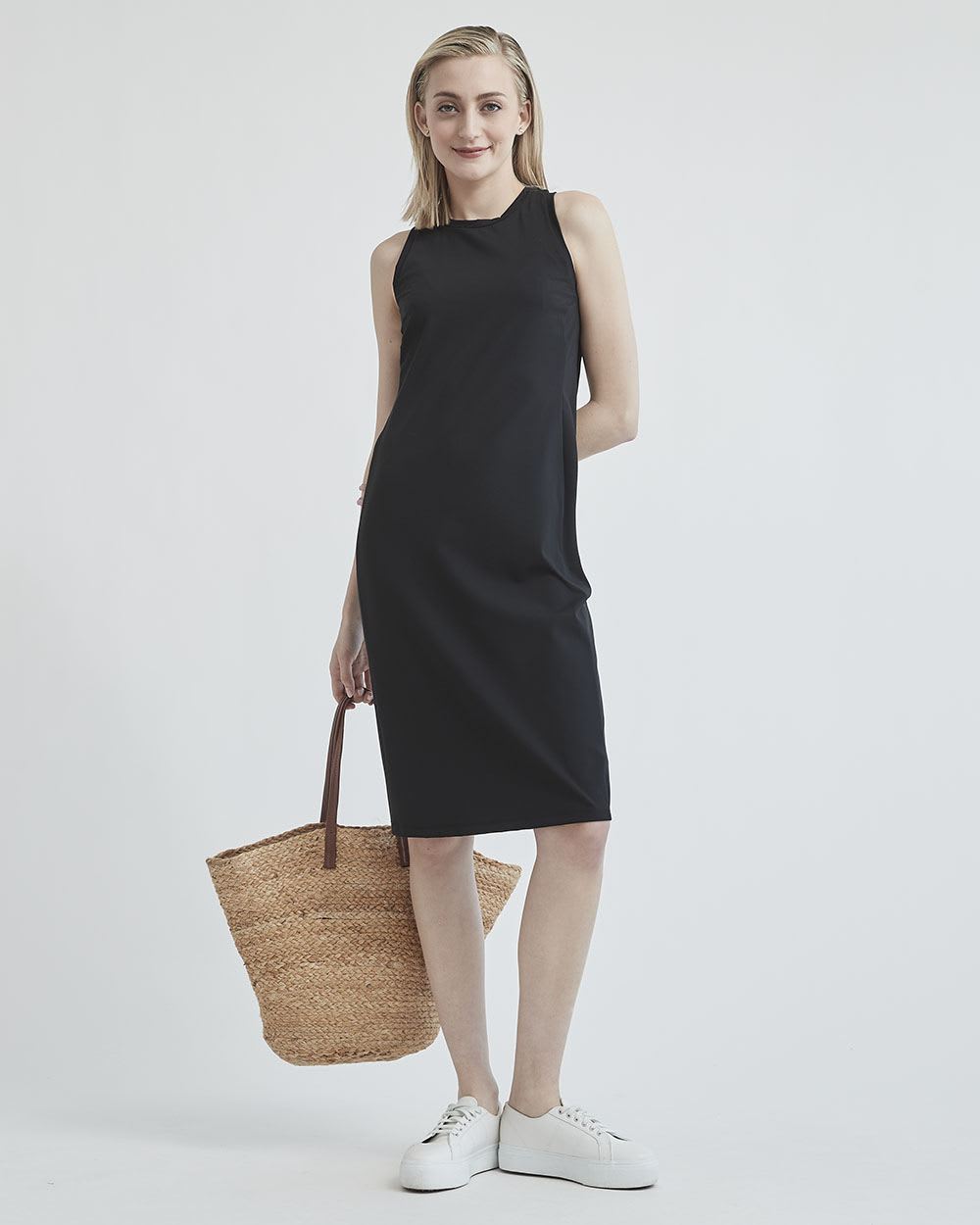 4-Way Stretch Sleeveless Fitted Midi Dress