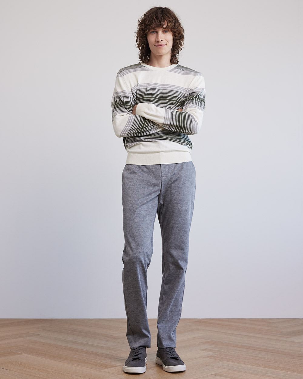 Crew-Neck Sweater with Colour Blocks