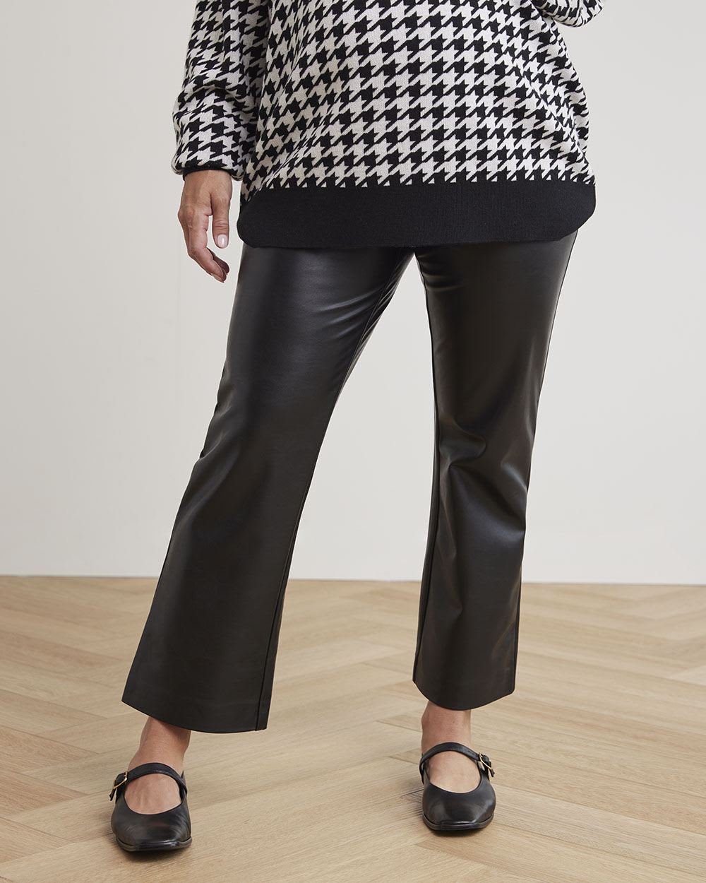 Faux Leather Crop Flare-Leg Legging - Thyme Maternity