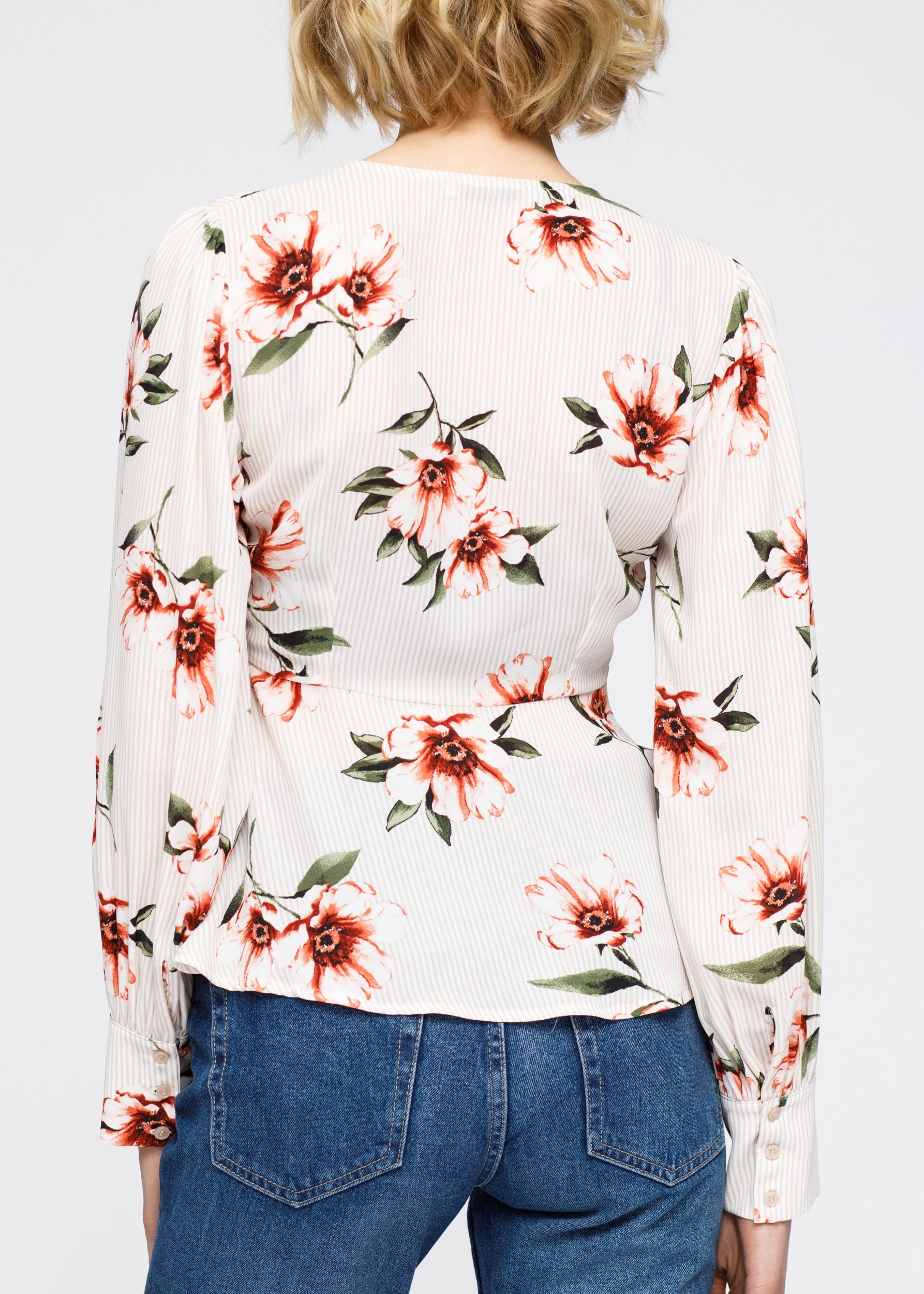 Nurode Rust Flower Empire Waist Peplum Blouse