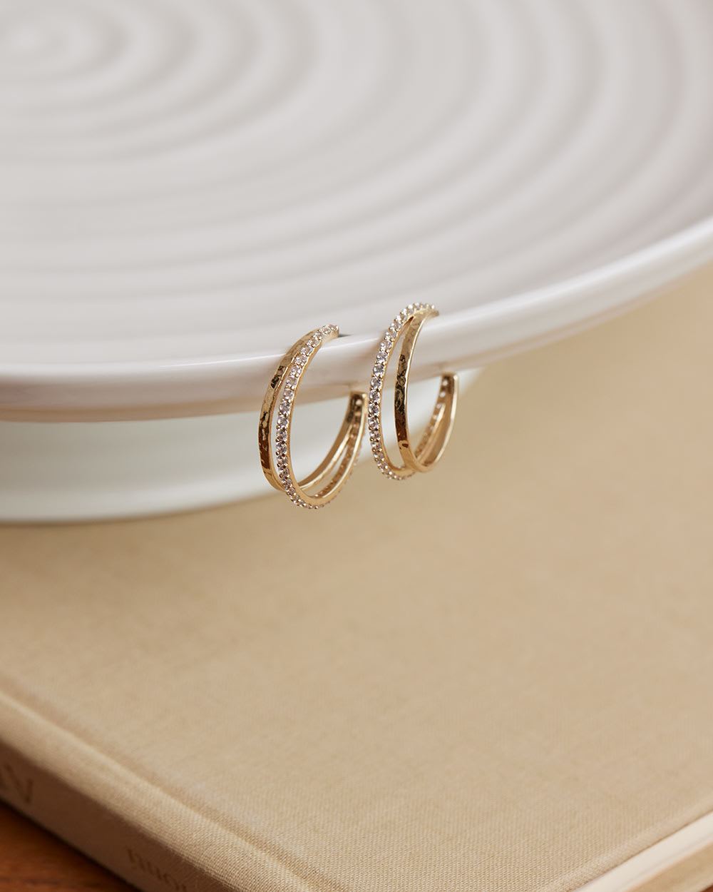 Golden Hoops with Rhinestones