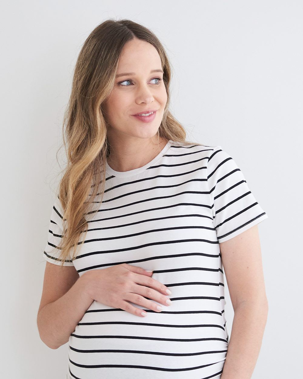 Striped Organic Cotton Crew-Neck T-Shirt - Thyme Maternity