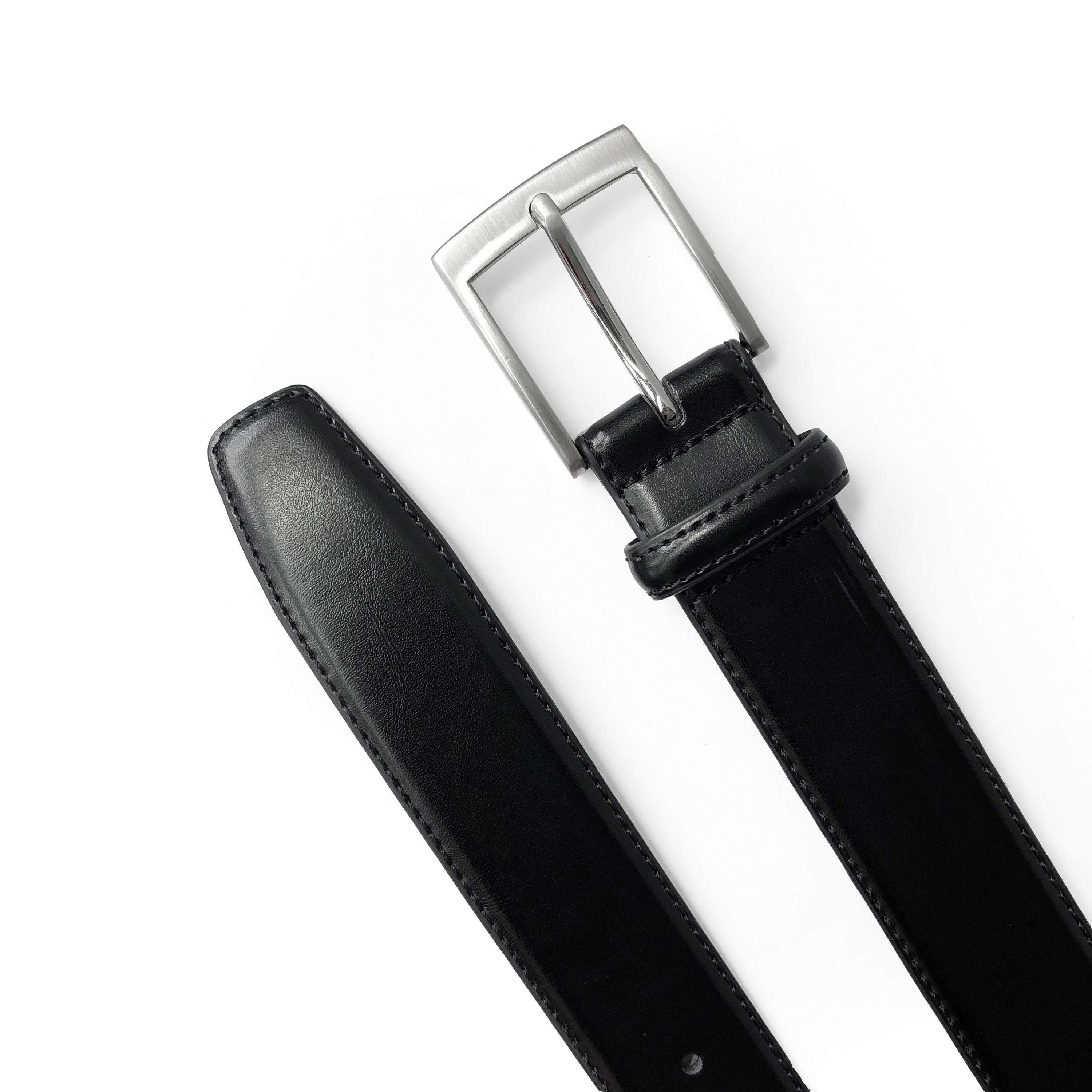 Club Rochelier Men's Leather Belt with Brushed Nickel Hardware