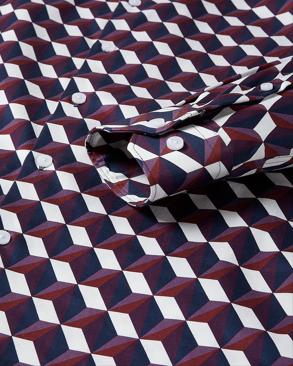 Slim-Fit Dress Shirt with Large Psychedelic Pattern