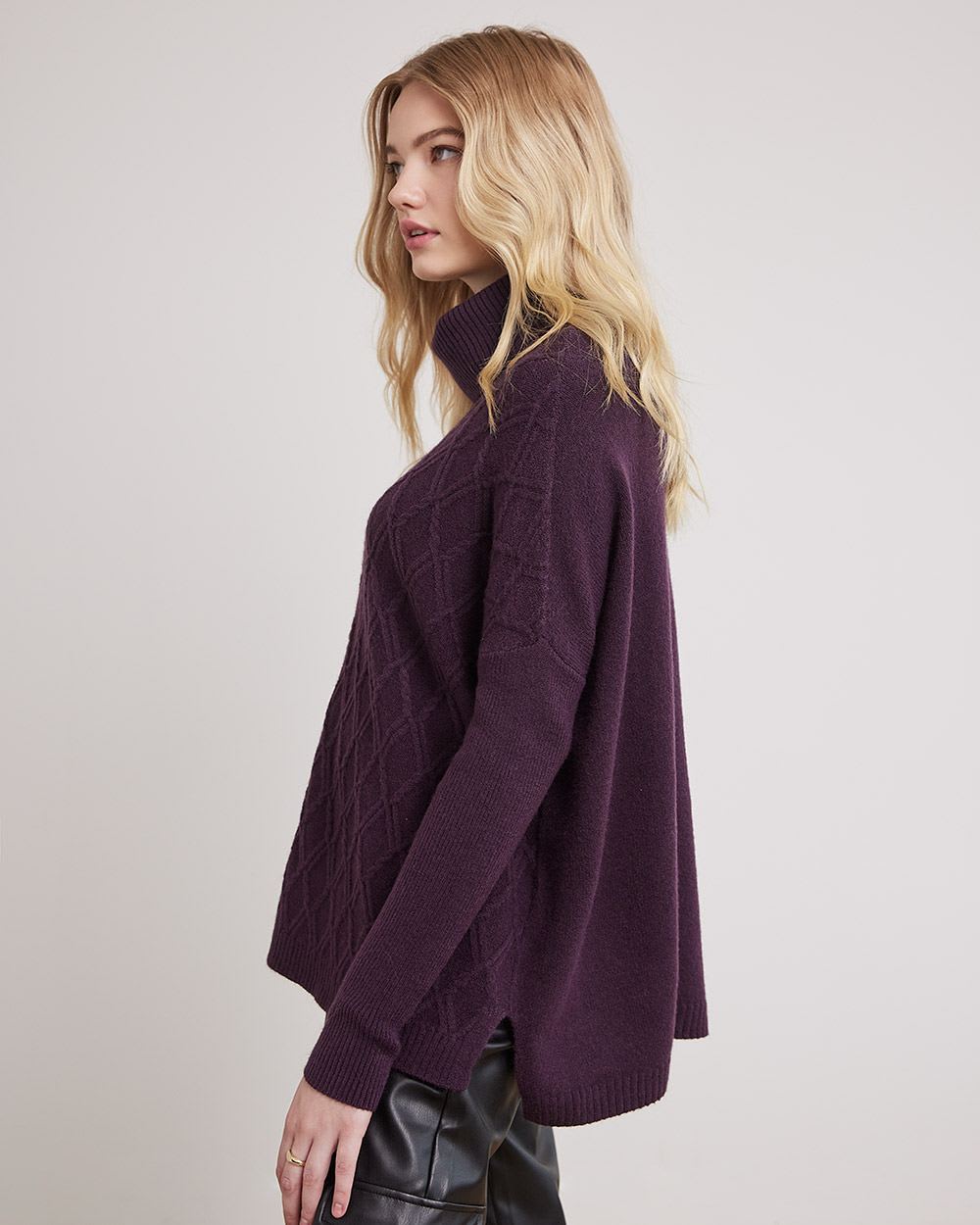 Oversized Long-Sleeve Turtleneck Tunic