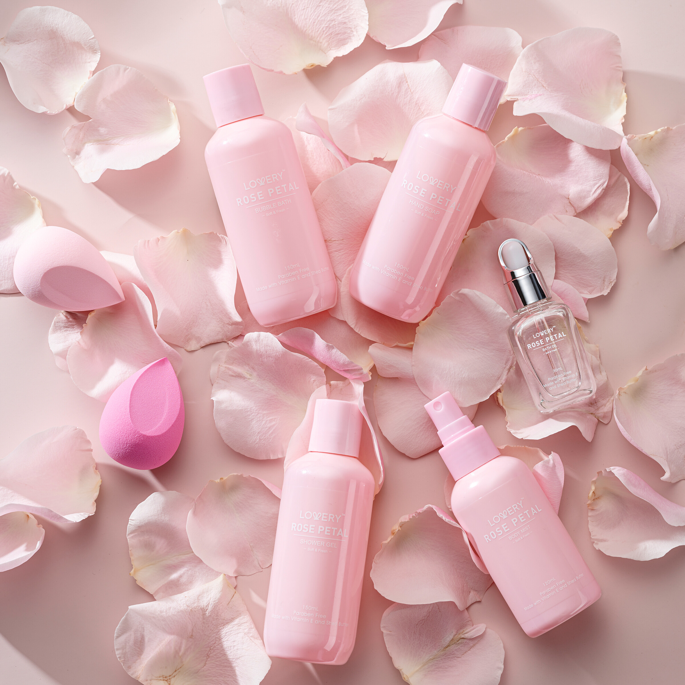 Lovery 17pc Aromatherapy Set, Rose Petal Bath And Body Spa Kit With Oil Diffuser & More