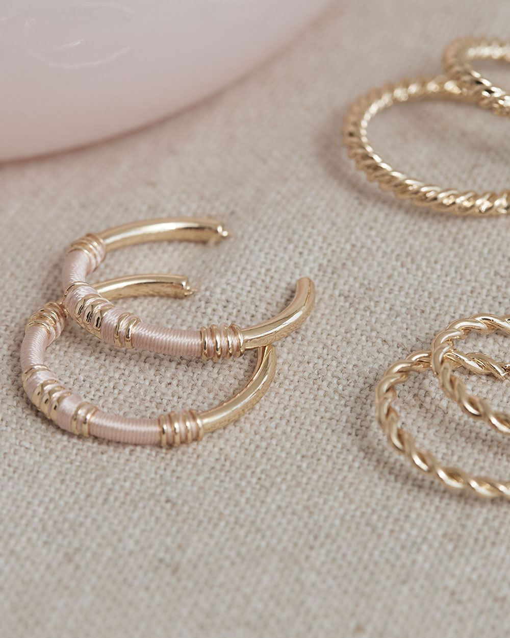 Golden Twisted Hoops, Set of 3