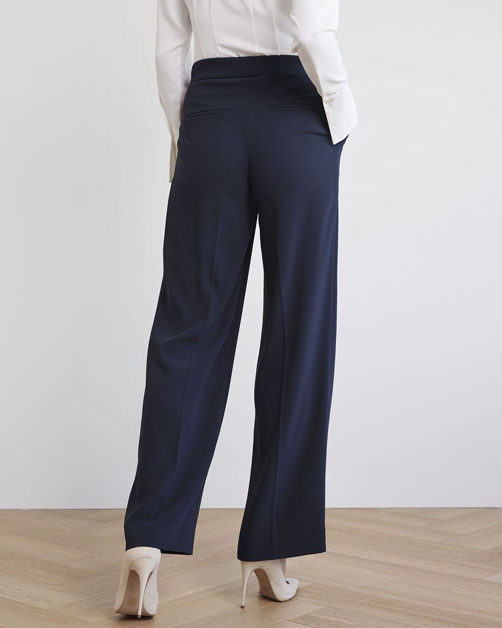 High-Rise Wide-Leg Long Crepe Pant