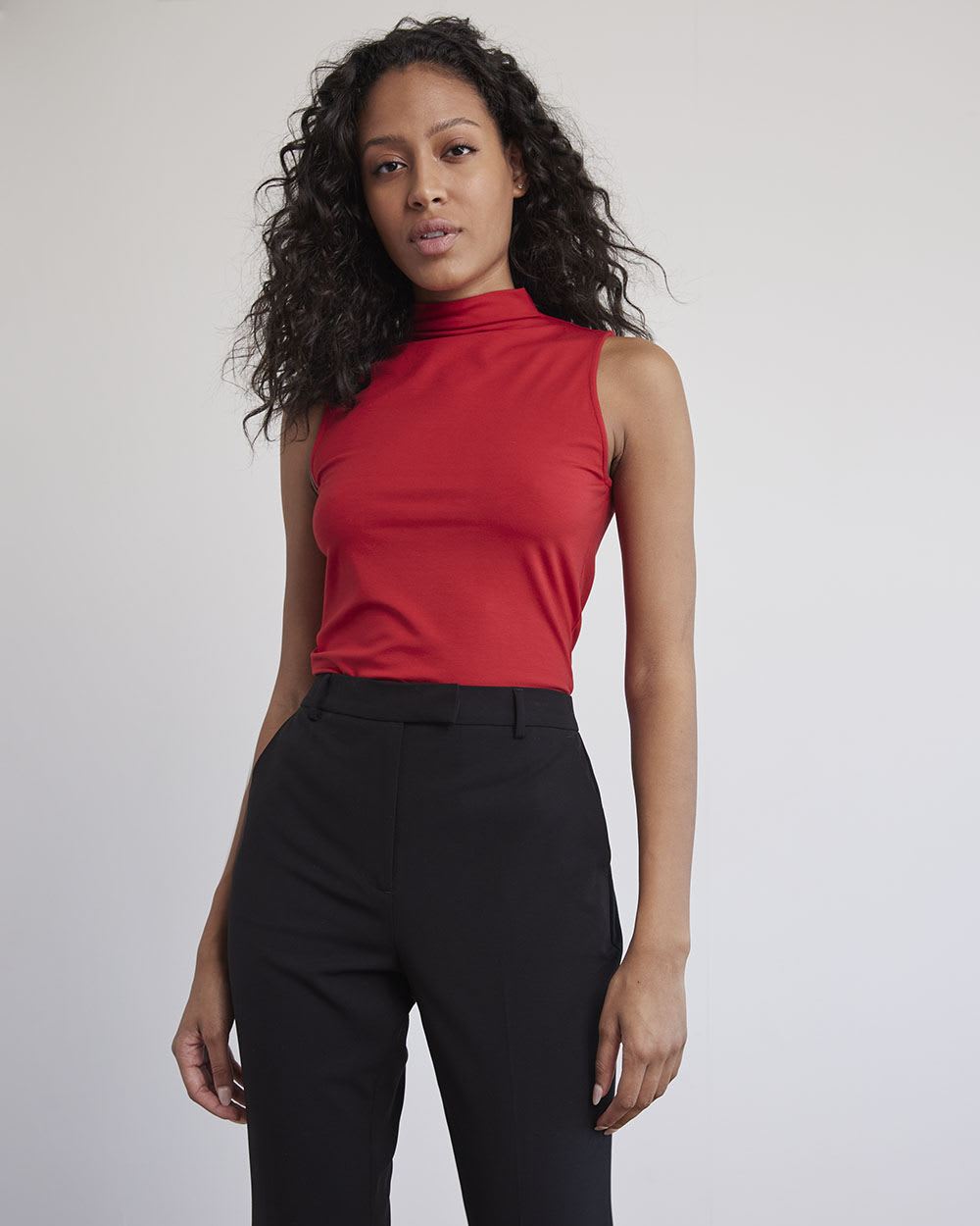 Sleeveless Mock-Neck Bodycon Top