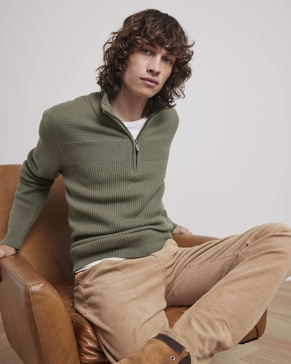 Mock-Neck Sweater with Half-Zip
