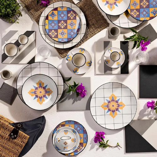 Oxford Coup Grid 20 Pieces Dinnerware Set Service for 4