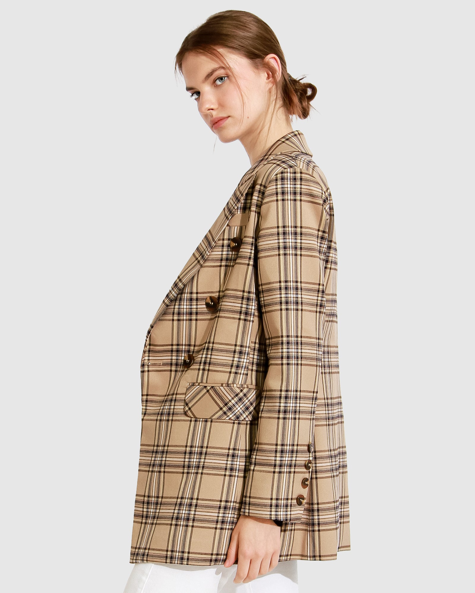 Belle & Bloom Too Cool For Work Plaid Blazer