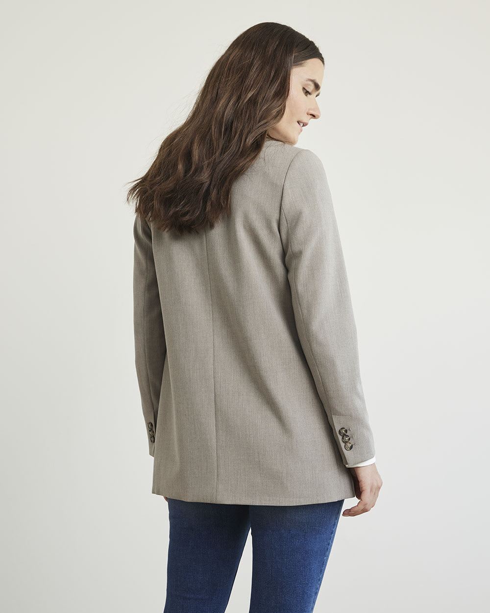 Twill Loose Open Long Blazer