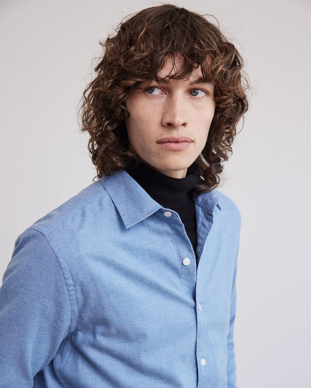 Slim-Fit Solid Flannel Shirt