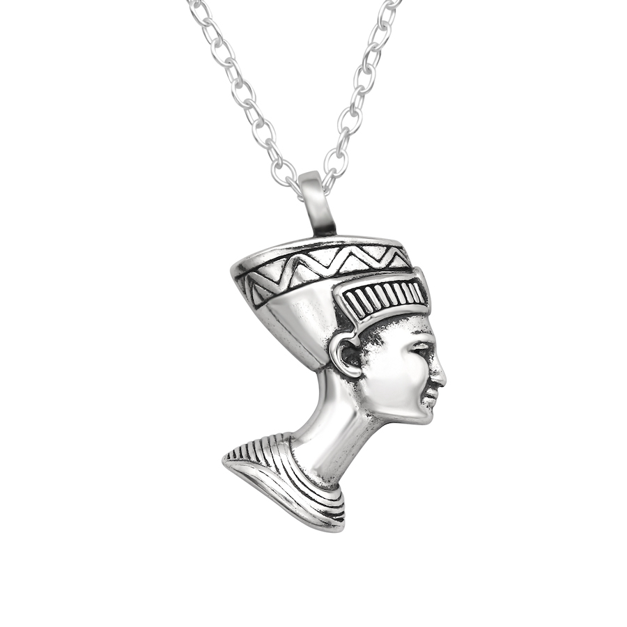 Sterling Silver Dainty Nefertiti Pendant Necklace - Ag Sterling