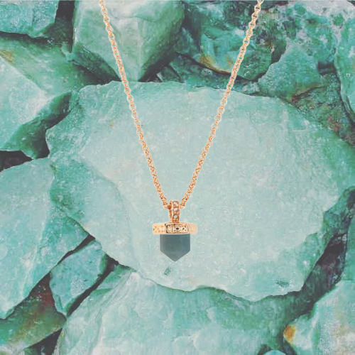 Petit Prism Necklace Green Quartz - Handmade Product