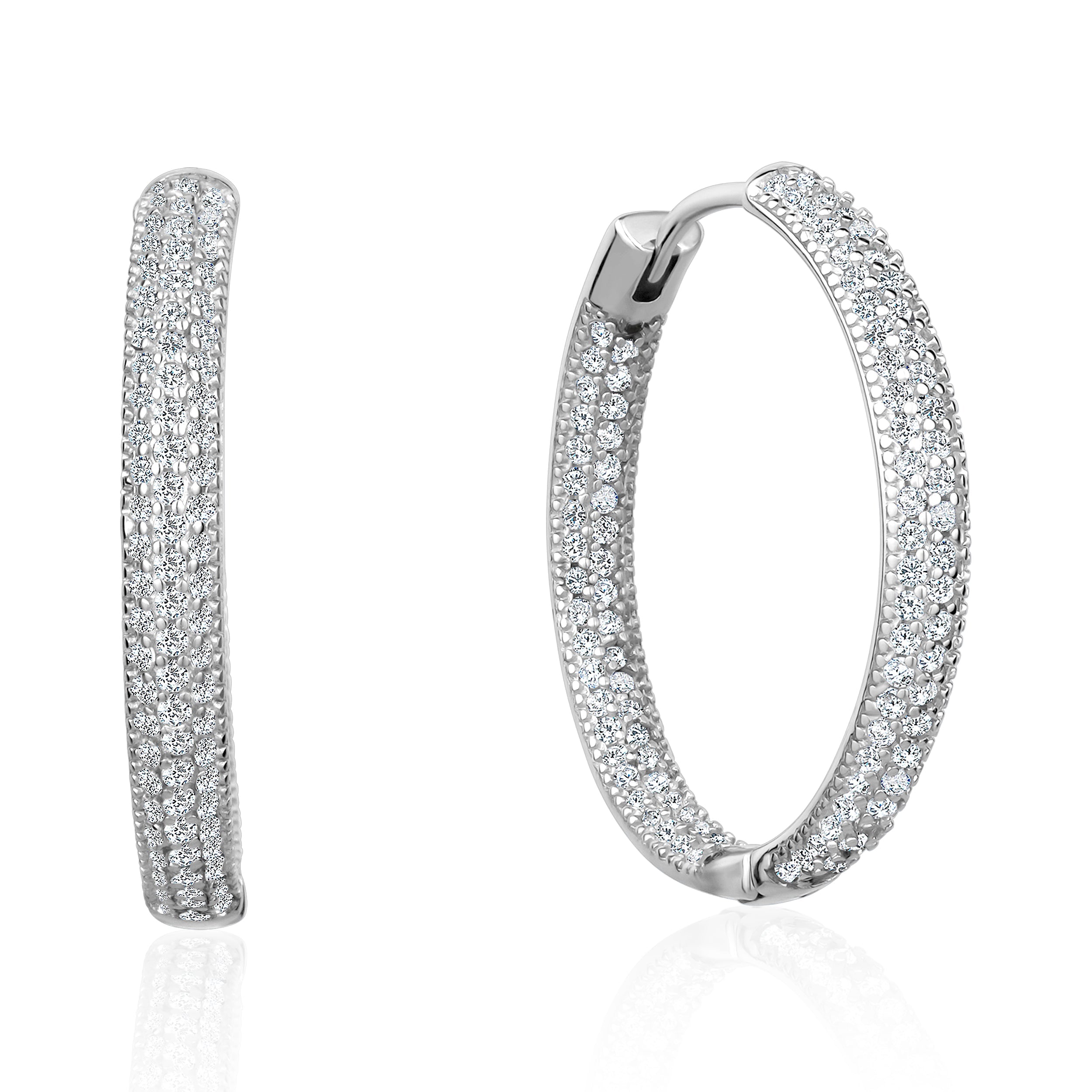 Club Rochelier 3A Cubic Zirconia In and Out Hoop Earrings