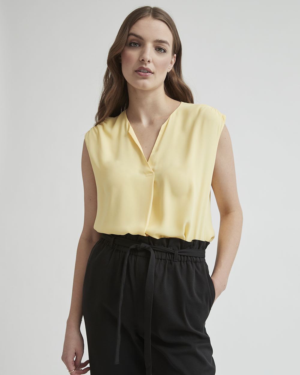 Silky Crepe Split V-Neck Cami