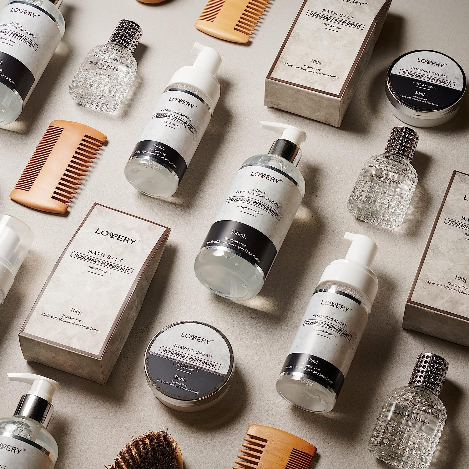 Lovery Premium Bath And Body Beauty Basket, Rosemary Peppermint Home Spa Set