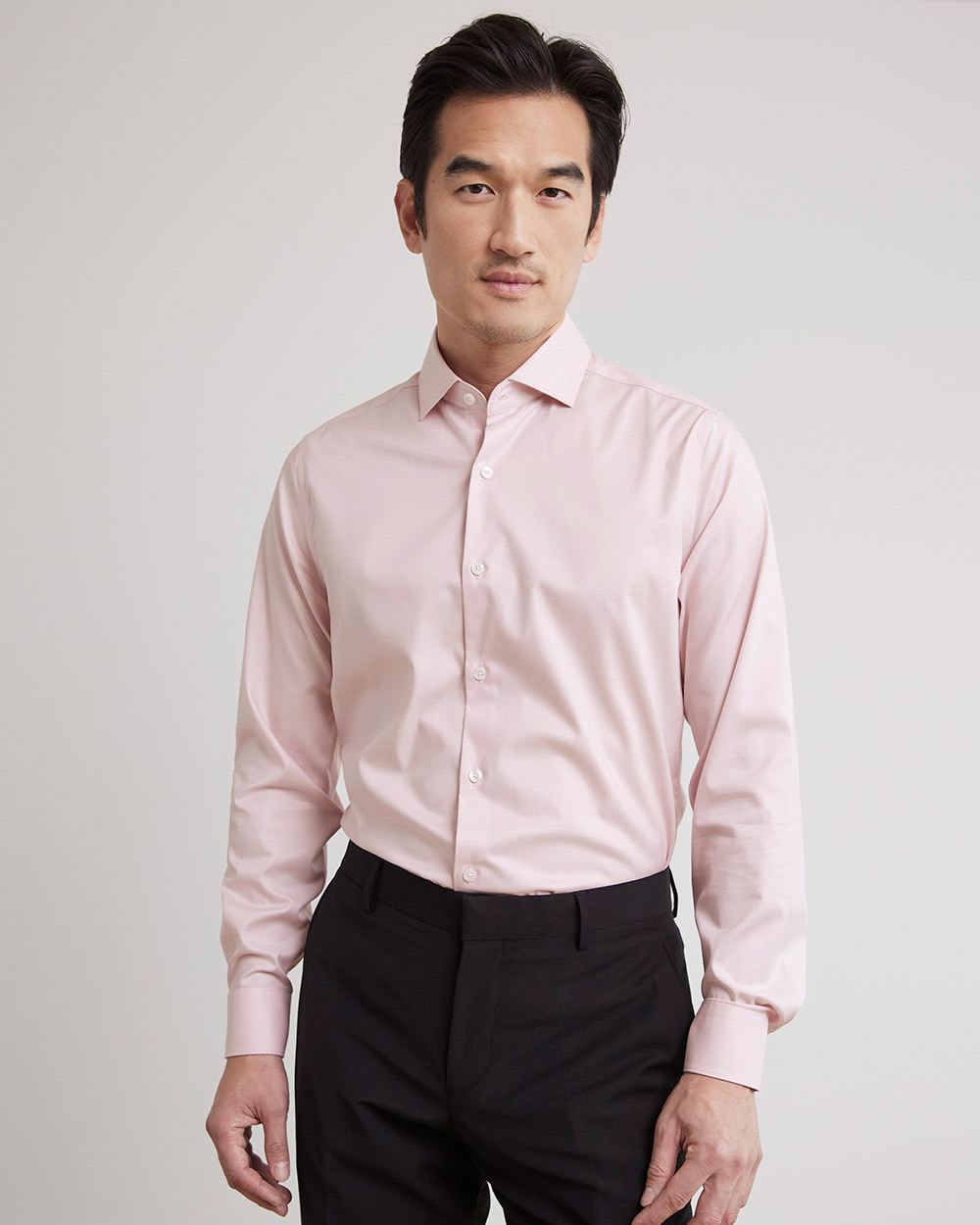 Slim-Fit Solid Sateen Dress Shirt