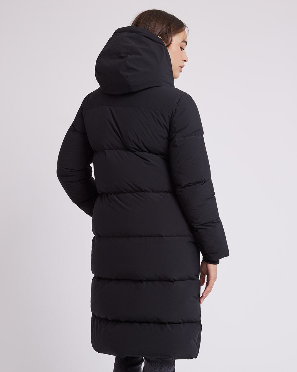 Long Puffer Jacket with Removable Hood