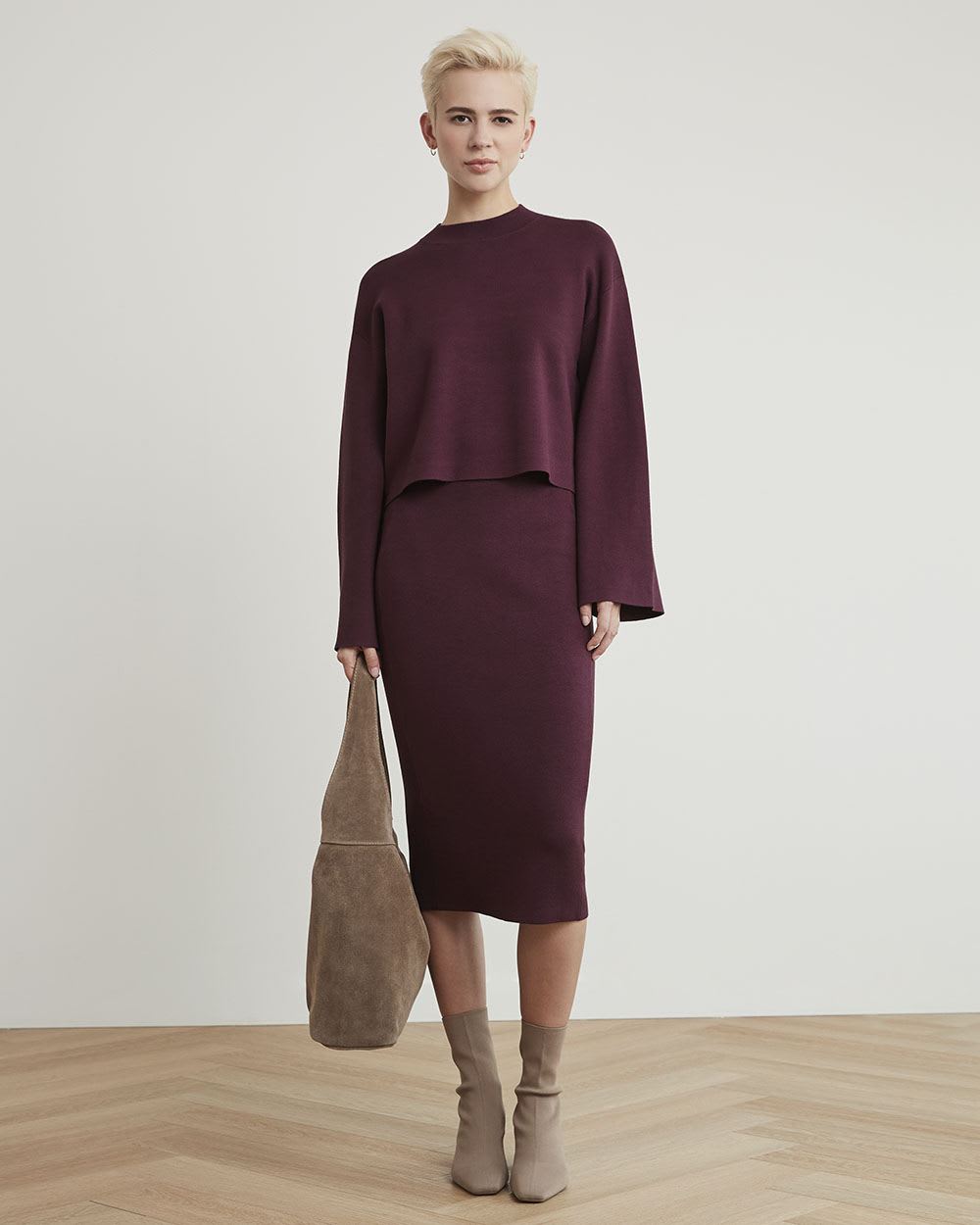 Knitted Pencil Midi Skirt