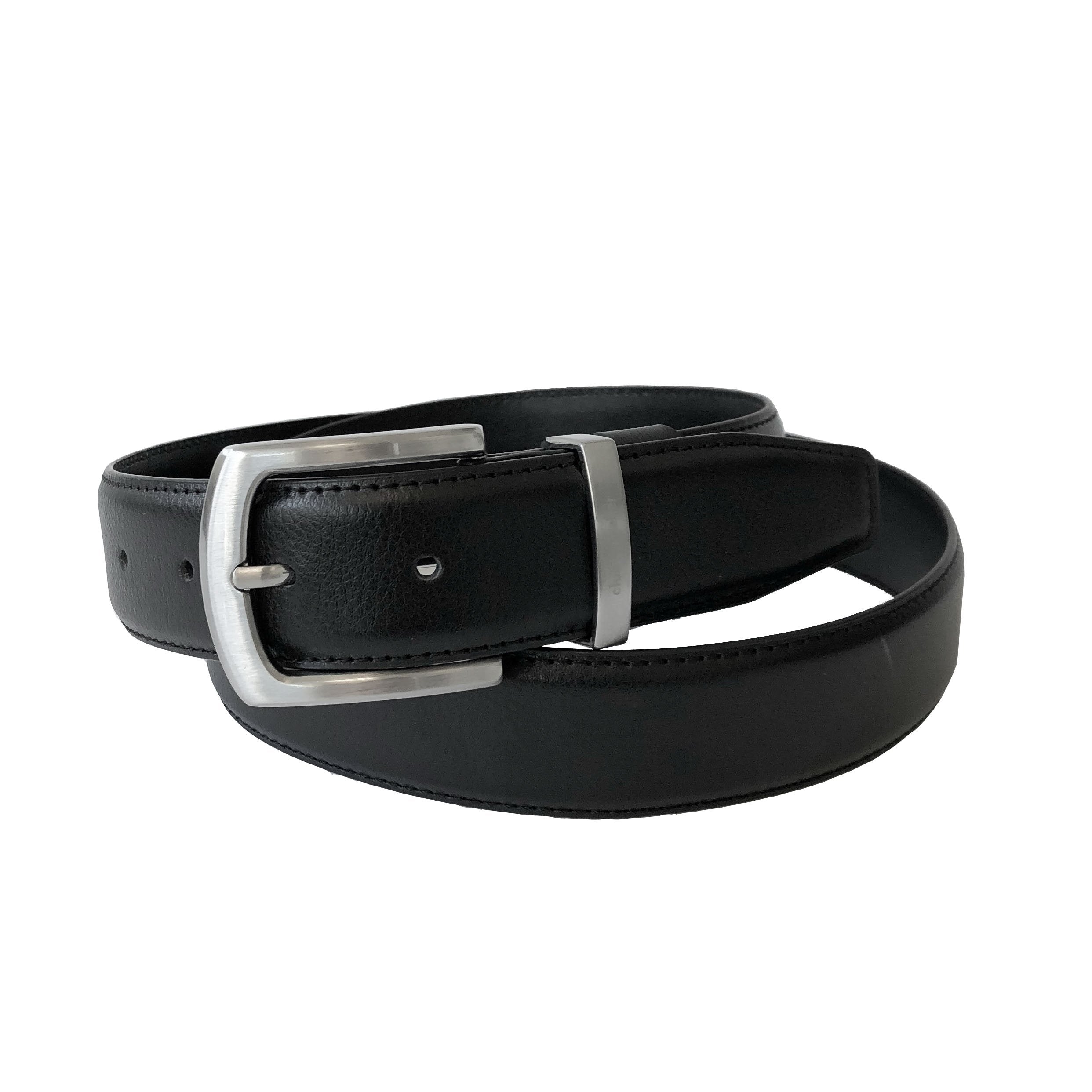 Club Rochelier Men's Leather Belt with Brushed Nickel Hardware