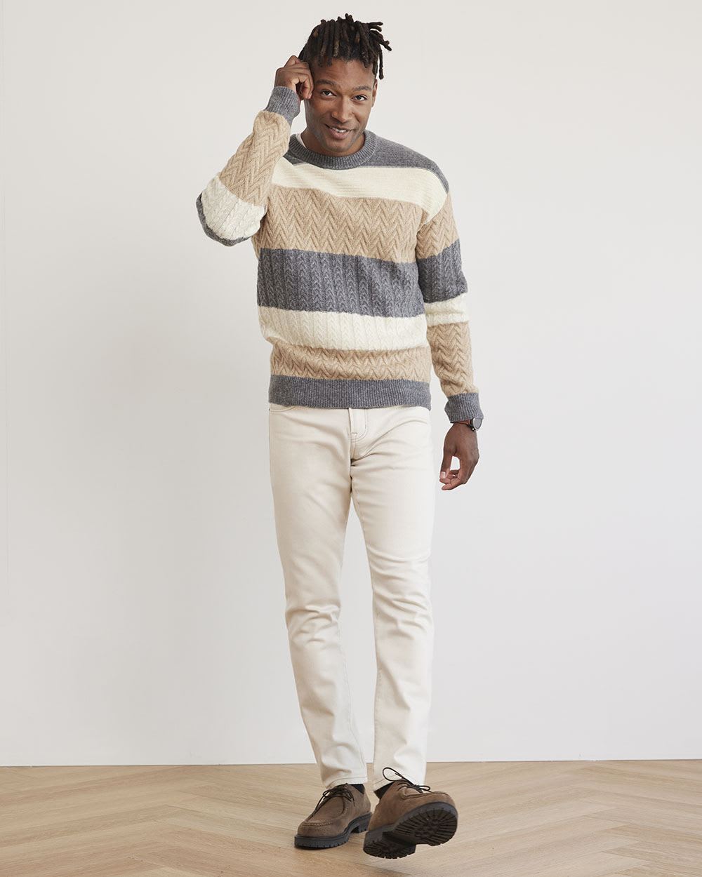 Striped Long-Sleeve Crew-Neck Sweater