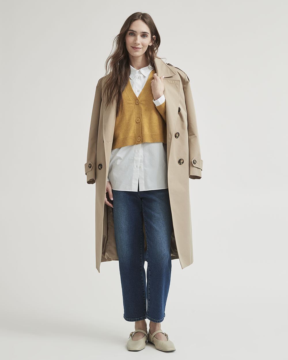 Double-Breasted Trench Coat with Belt