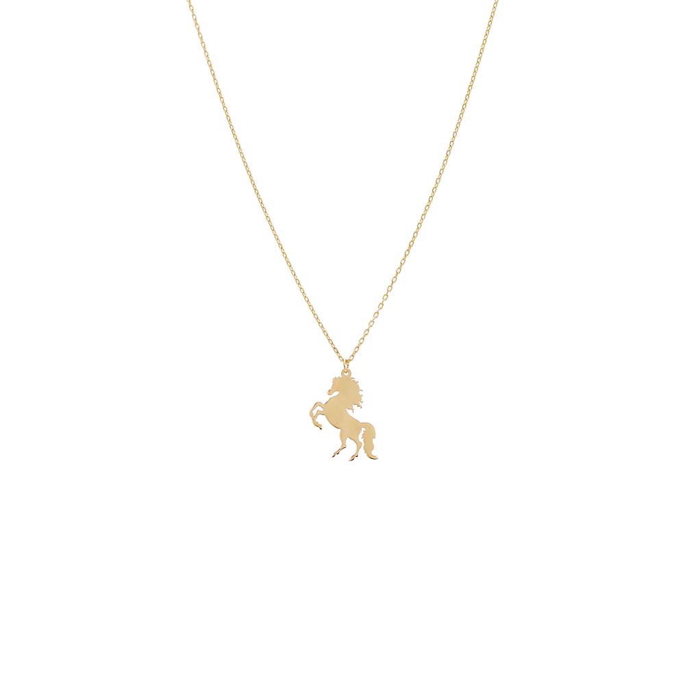 By Adina Eden -SOLID HORSE PENDANT NECKLACE 14K - 14K GOLD