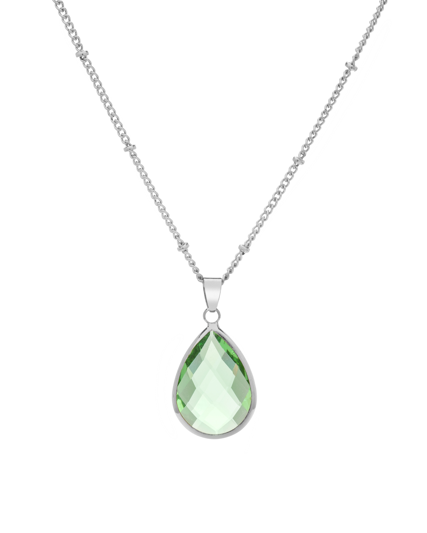 Goldtone August Green Birthstone Teardrop Necklace - Don't AsK