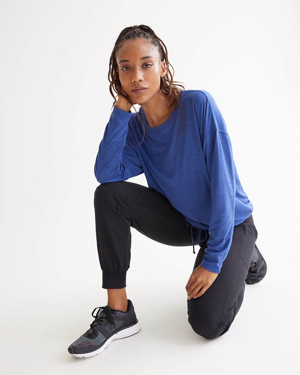 Long-Sleeve Crew-Neck Tee with Drawcord - Dry Lux Hyba