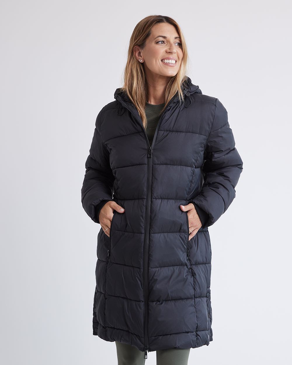 Hooded Puffer Jacket with Extension - Thyme Maternity