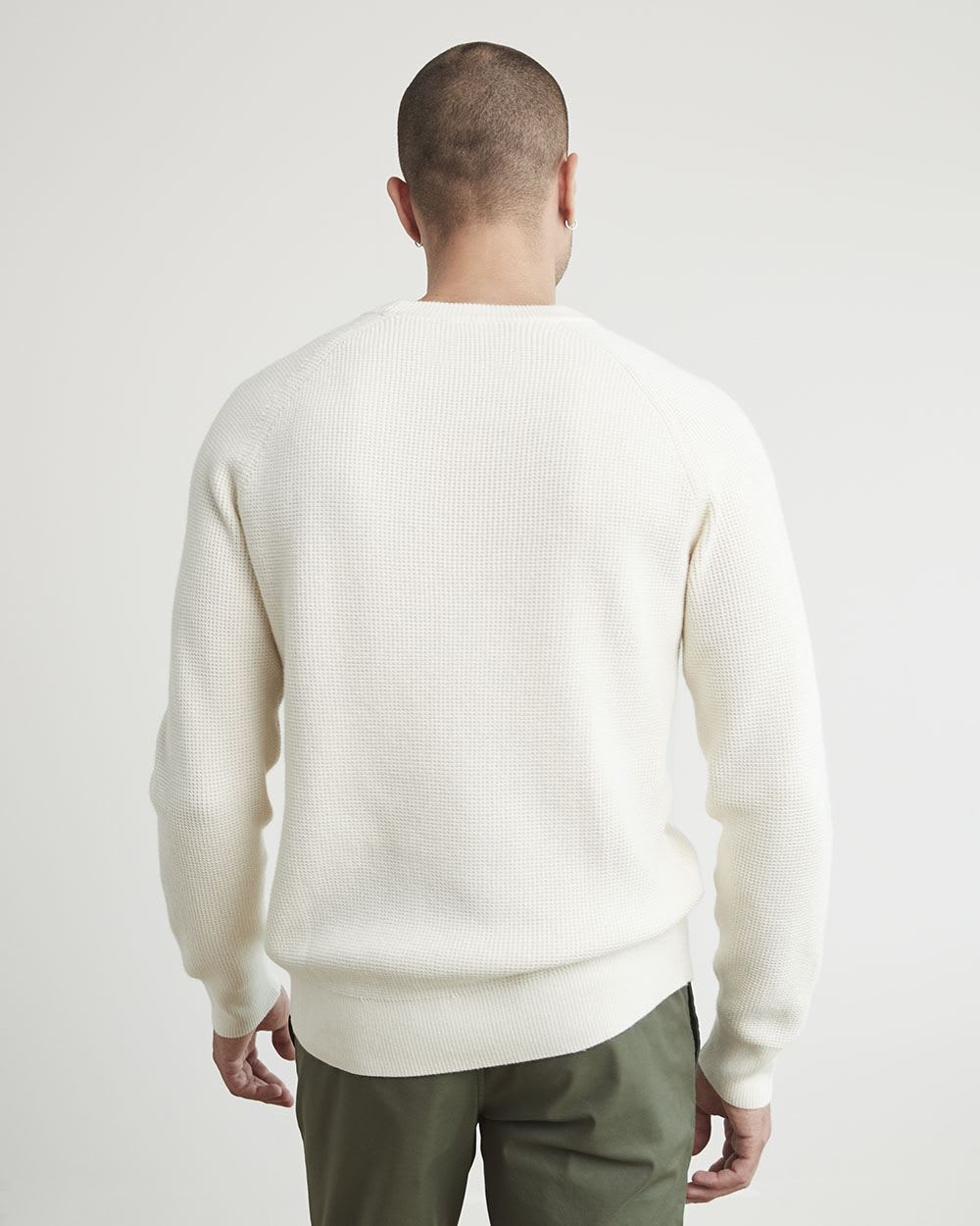 Long-Sleeve Crew-Neck Waffled Sweater