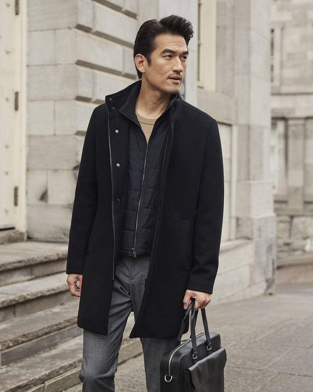 Classic Wool Coat with Mock Neckline