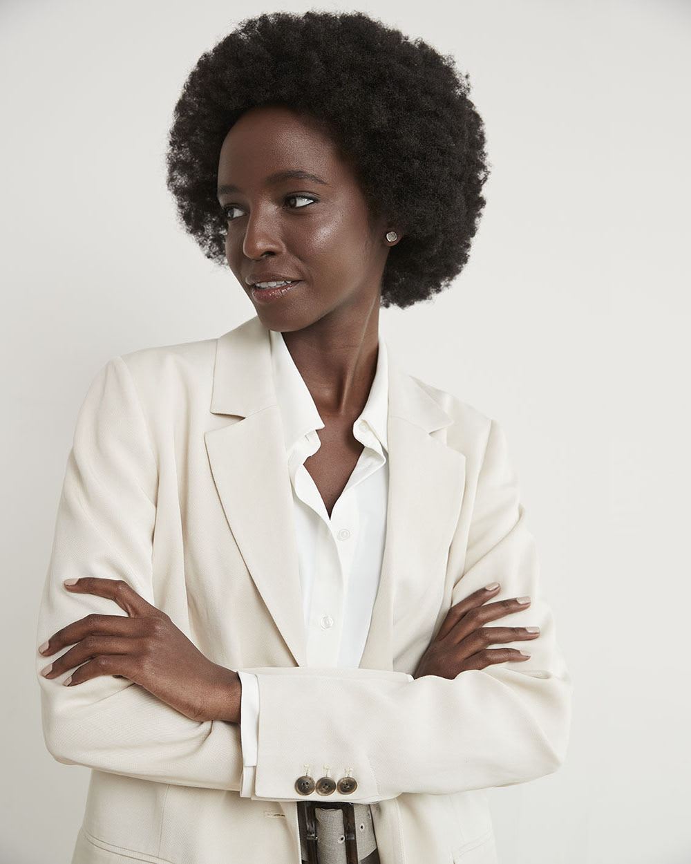 Three-Button Oversized Tencel Blazer