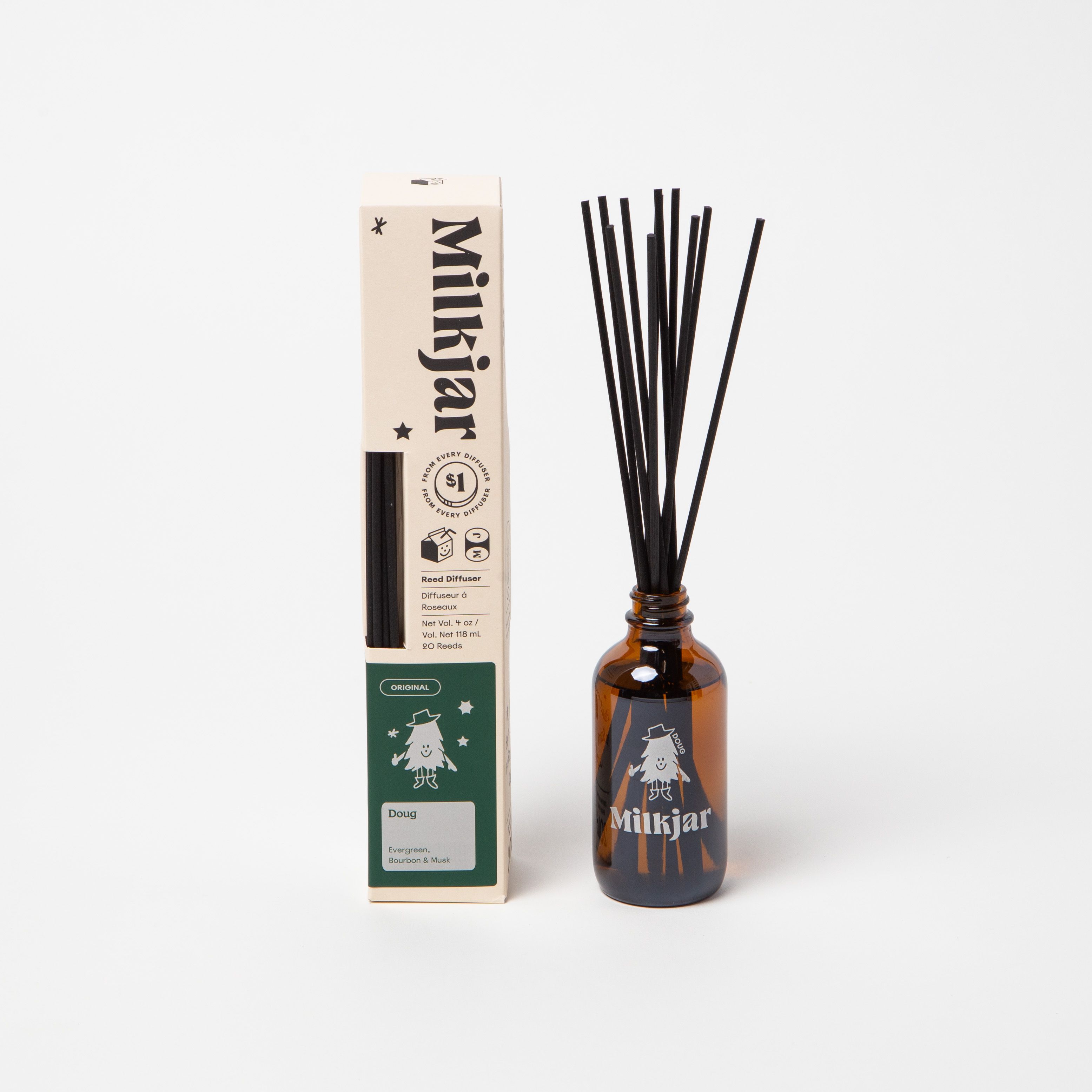 Milk Jar Doug Reed Diffuser | Evergreeen, Bourbon & Musk 4oz