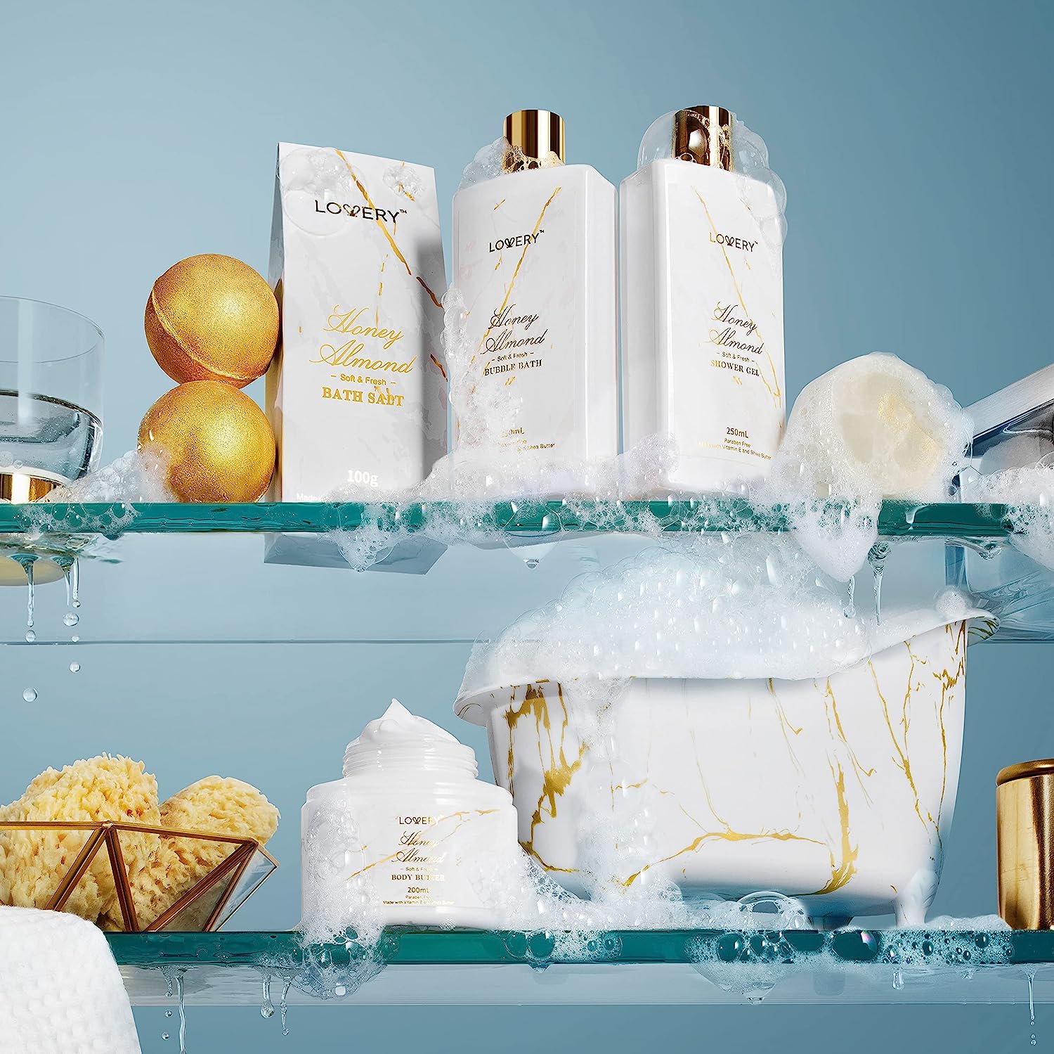 Lovery Aromatherapy Spa Gifts, 31pc Self Care Kit, Thank You Gifts, White Orchid Birthday Gifts