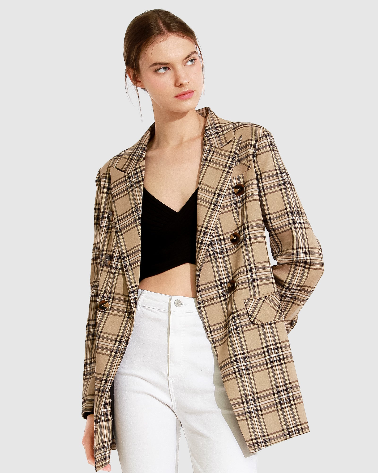 Belle & Bloom Too Cool For Work Plaid Blazer