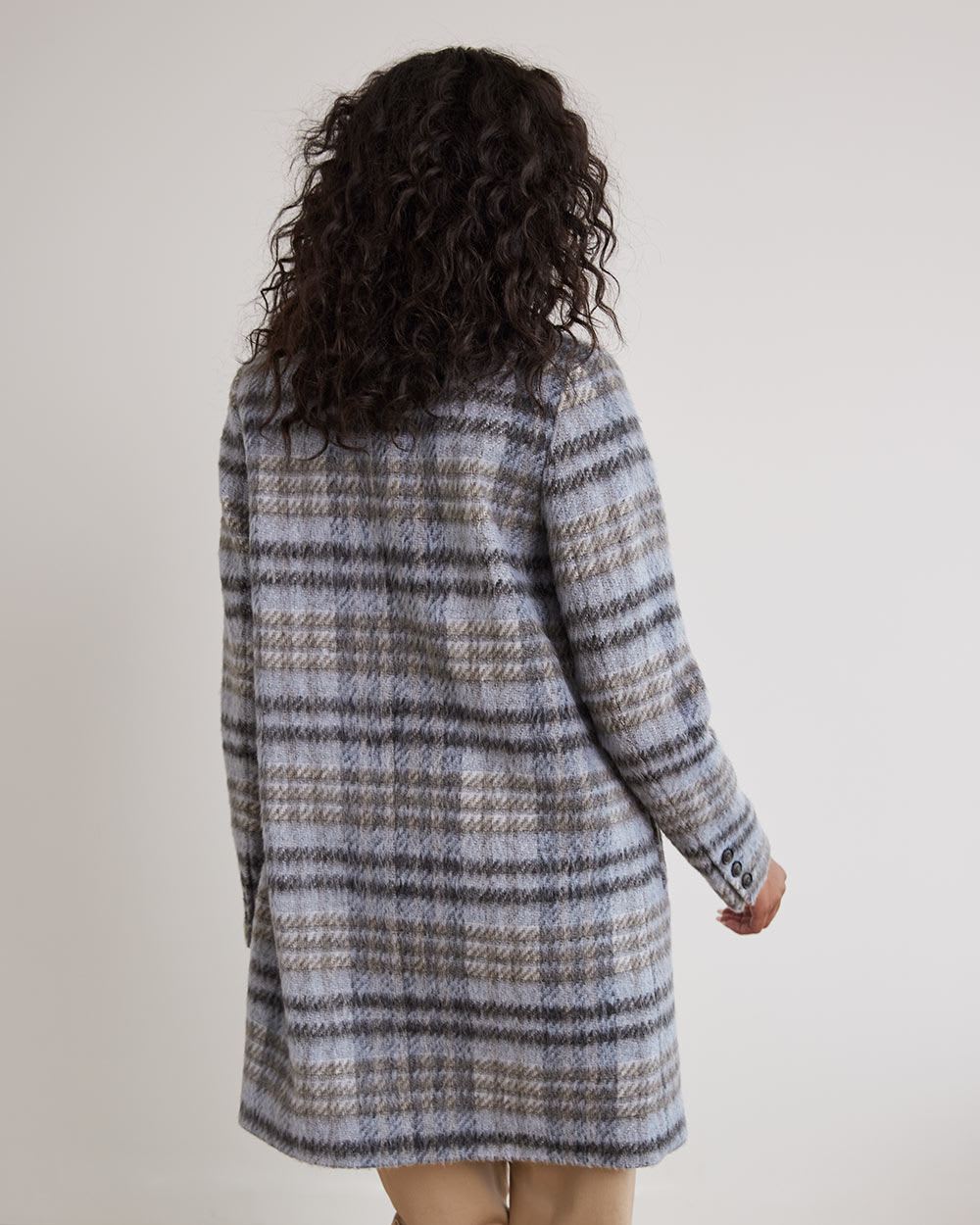 Double-Breasted Plaid Wool Coat
