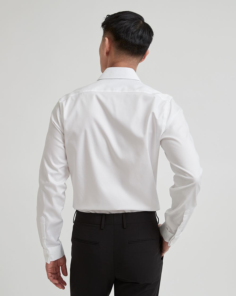 White Twill Dress Shirt with French Cuff